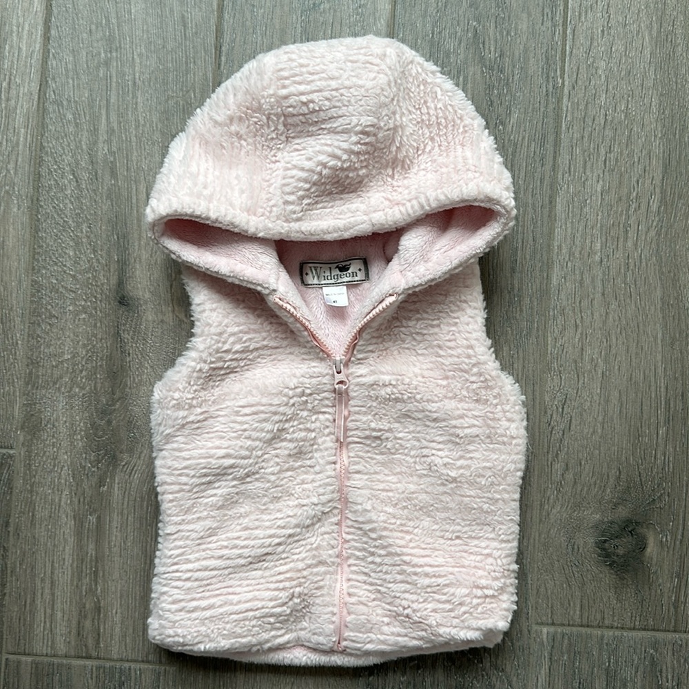 Widgeon pink fuzzy fleece vest